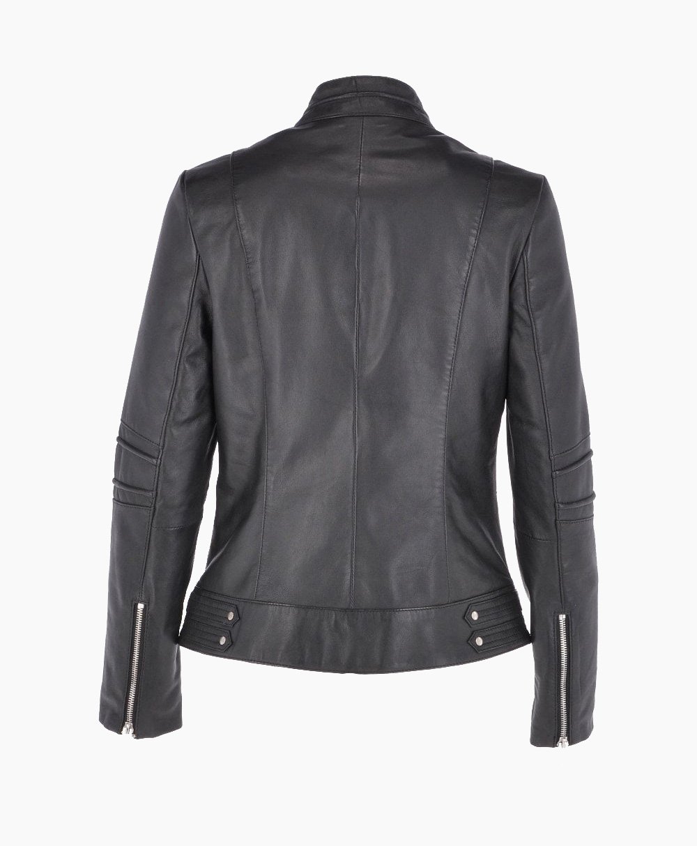 Women's Leather Biker Jacket Black Lahaina Women's Leather Biker Jacket Black Lahaina