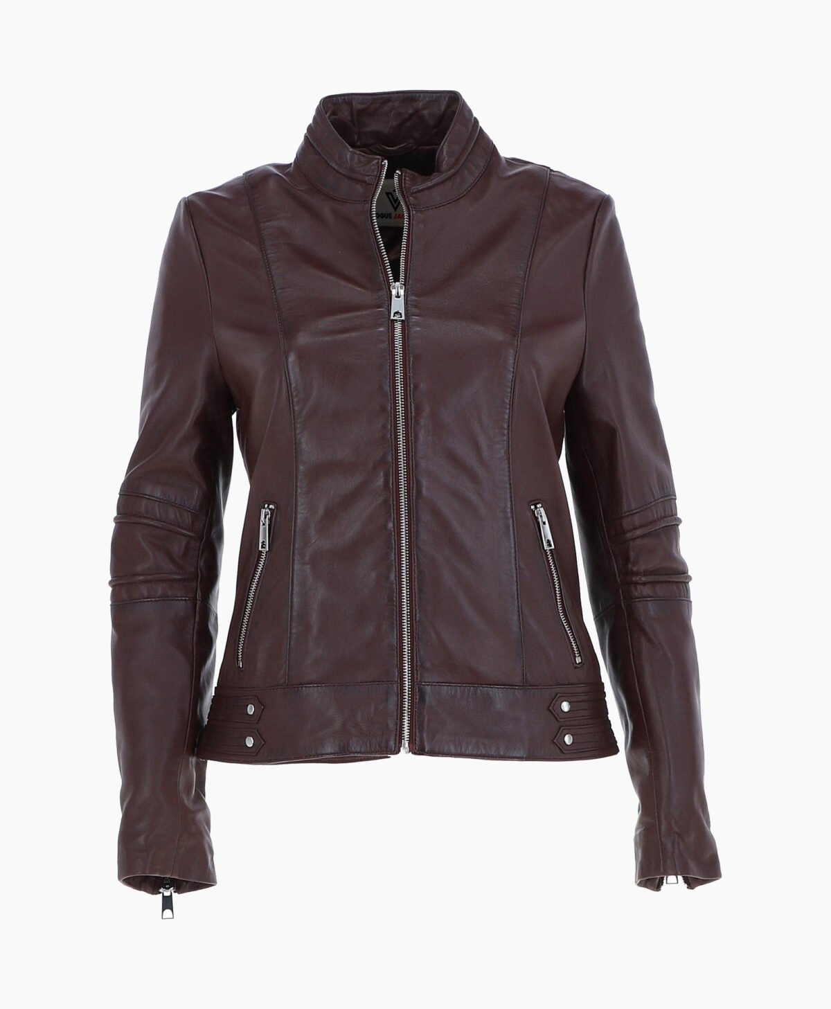 Women's Leather Biker Jacket Brown Lahaina