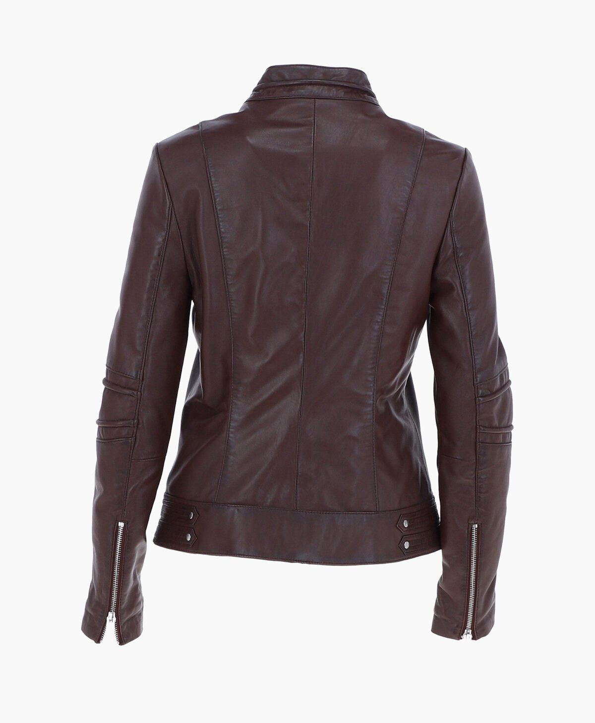 Women's Leather Biker Jacket Brown Lahaina