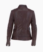 Women's Leather Biker Jacket Brown Lahaina