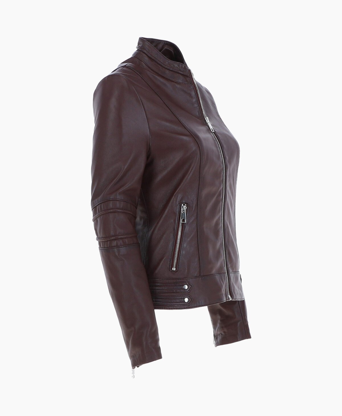 Women's Leather Biker Jacket Brown Lahaina