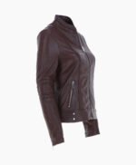 Women's Leather Biker Jacket Brown Lahaina