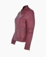 Women's Leather Biker Jacket Claret Lahaina