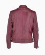 Women's Leather Biker Jacket Claret Lahaina