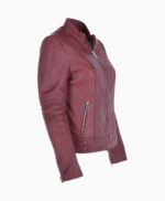 Women's Leather Biker Jacket Claret Lahaina