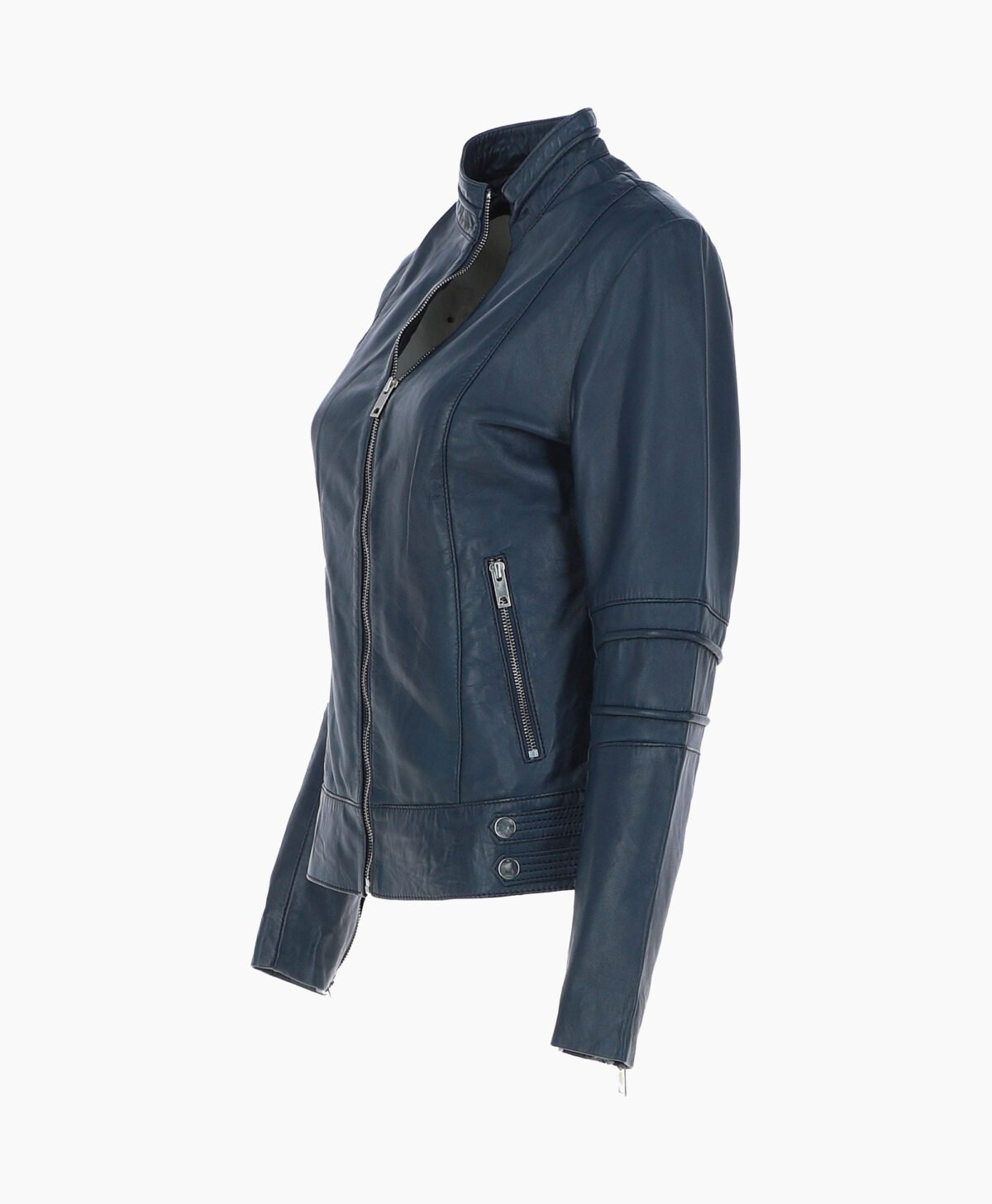 Women's Leather Biker Jacket Navy Lahaina Women's Leather Biker Jacket Navy Lahaina