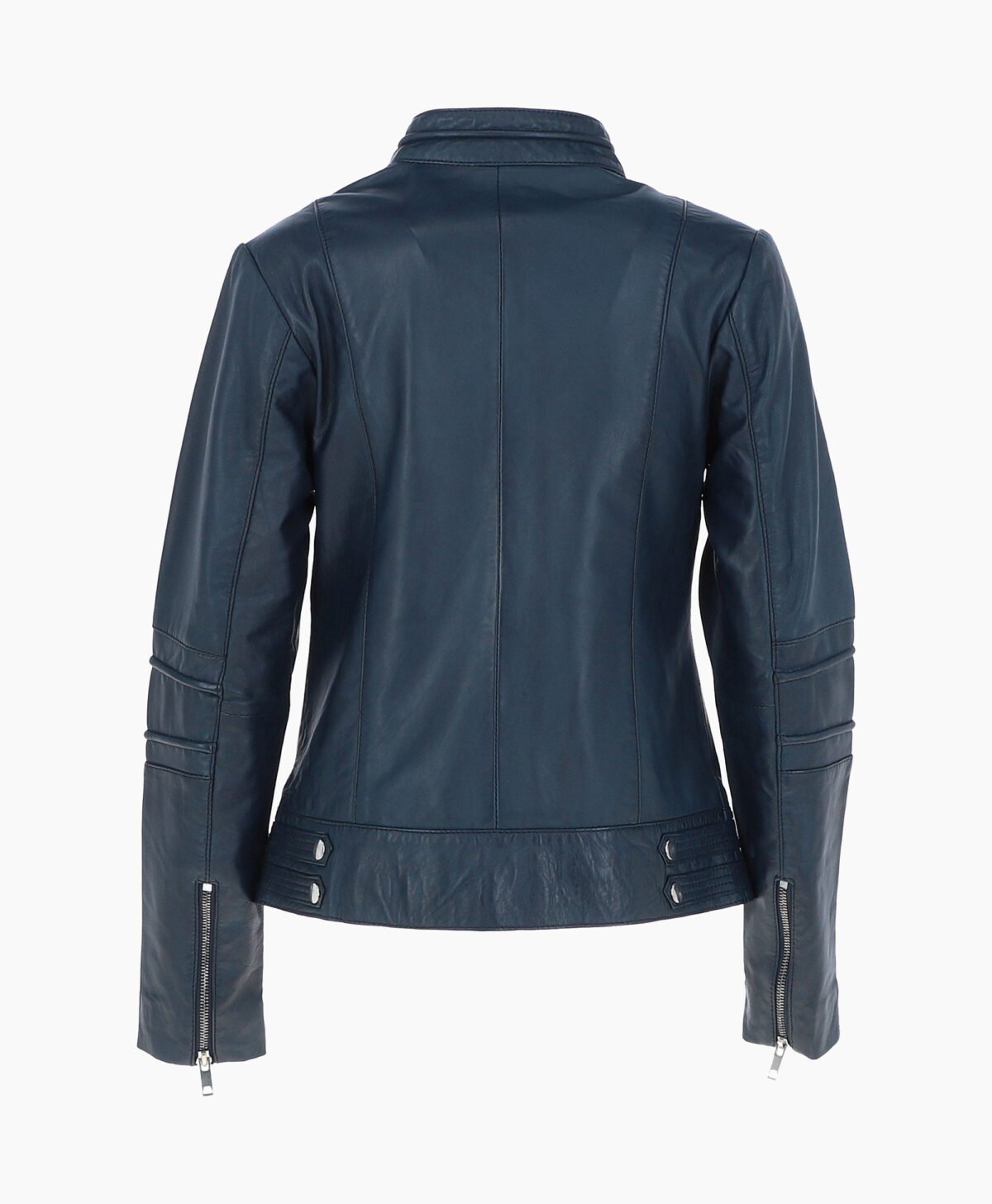 Women's Leather Biker Jacket Navy Lahaina Women's Leather Biker Jacket Navy Lahaina