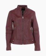 Women's Leather Biker Jacket Oxblood Lahaina