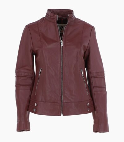 Women's Leather Biker Jacket Oxblood Lahaina