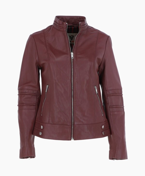 Women's Leather Biker Jacket Oxblood Lahaina