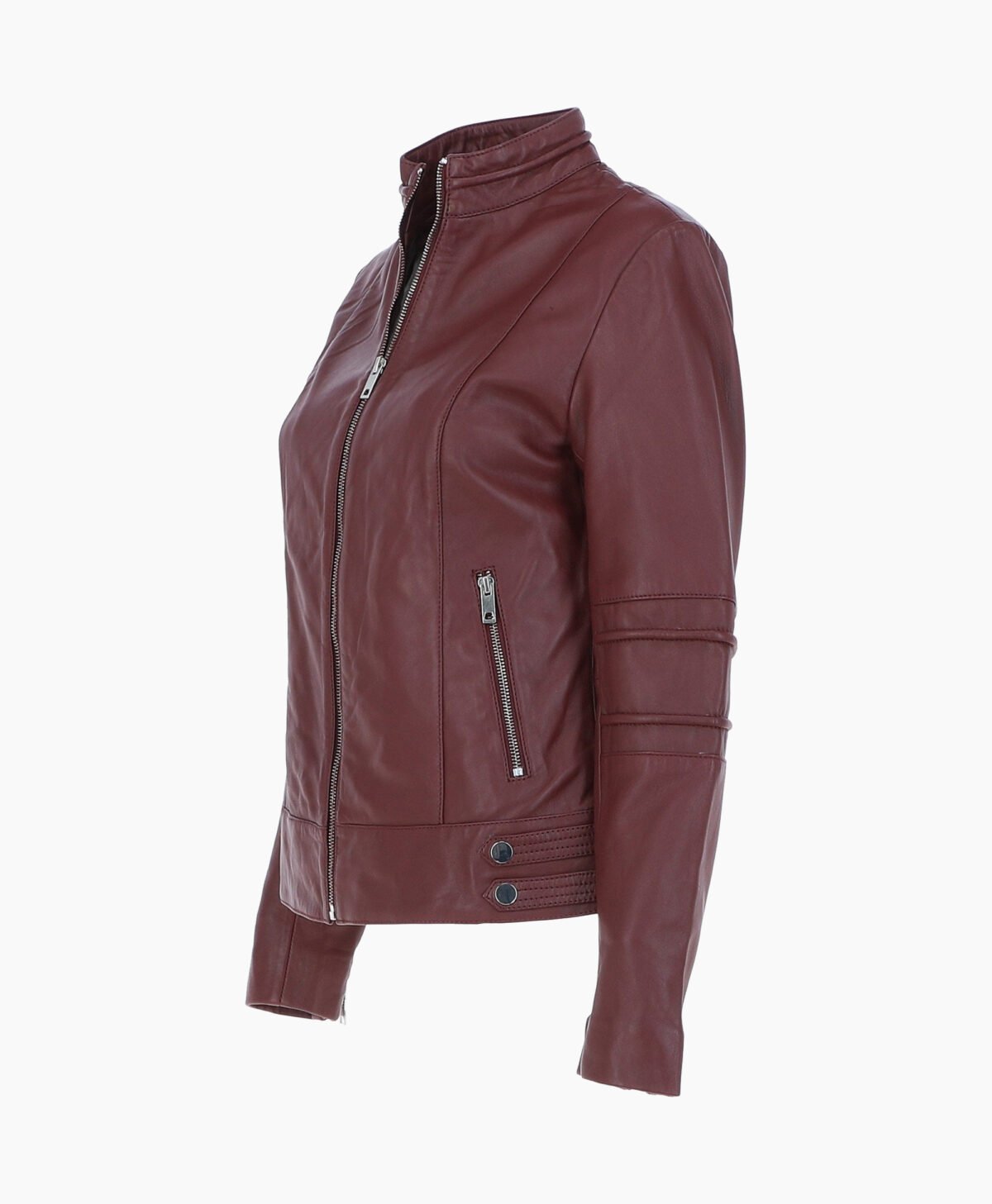 Women's Leather Biker Jacket Oxblood Lahaina