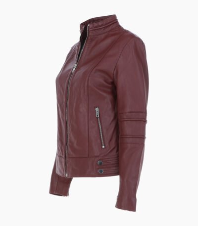 Women's Leather Biker Jacket Oxblood Lahaina