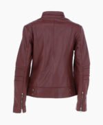 Women's Leather Biker Jacket Oxblood Lahaina