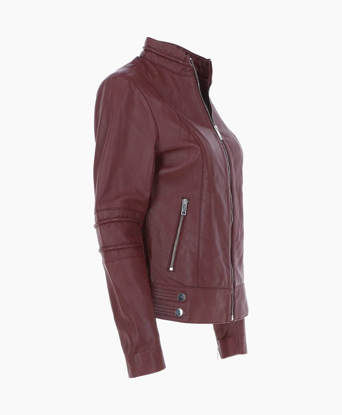 Women's Leather Biker Jacket Oxblood Lahaina