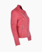 Women's Leather Biker Jacket Raspberry Lahaina