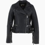 Women's Leather Biker Jacket Black Ottawa