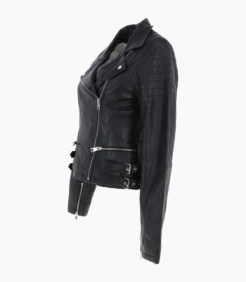 Women's Leather Biker Jacket Black Ottawa