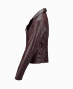 Women's Leather Biker Jacket Burgundy Ottawa