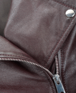 Women's Leather Biker Jacket Burgundy Ottawa