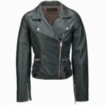 Women's Leather Biker Jacket Green Ottawa