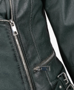 Women's Leather Biker Jacket Green Ottawa