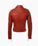 Women's Leather Biker Jacket Red Ottawa