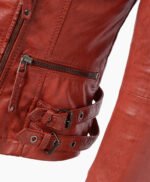 Women's Leather Biker Jacket Red Ottawa