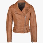 Women's Leather Biker Jacket Tan Ottawa