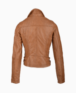Women's Leather Biker Jacket Tan Ottawa