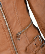 Women's Leather Biker Jacket Tan Ottawa