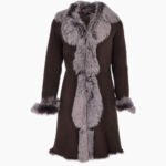 Women's Suede Leather Coat Brown Bismarck