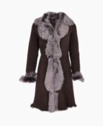 Women's Suede Leather Coat Brown Bismarck