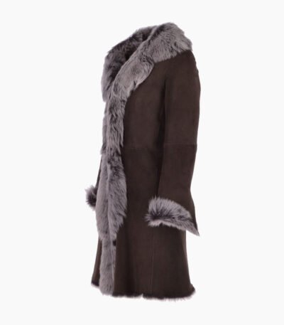 Women's Suede Leather Coat Brown Bismarck