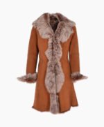 Women's Suede Leather Coat Tan Bismarck
