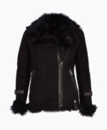 Women's Suede Sheepskin Jacket Black Vail