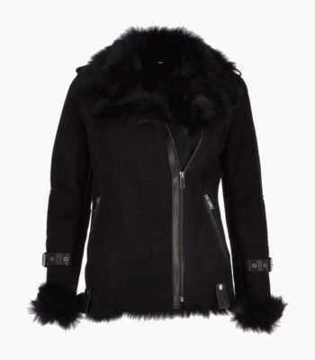 Women's Suede Sheepskin Jacket Black Vail