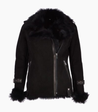 Women's Suede Sheepskin Jacket Black Vail