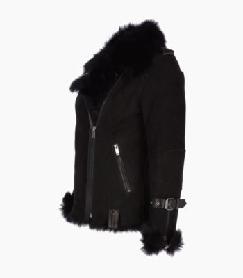 Women's Suede Sheepskin Jacket Black Vail