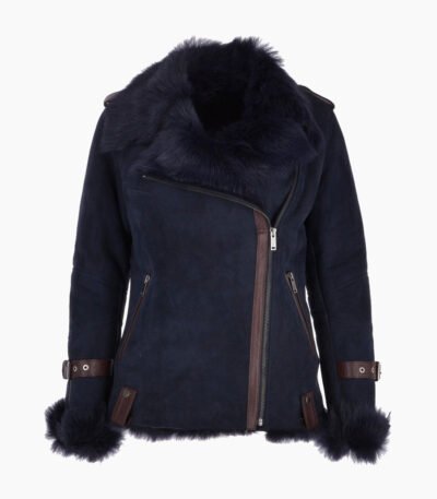 Women's Suede Sheepskin Jacket Blue Vail