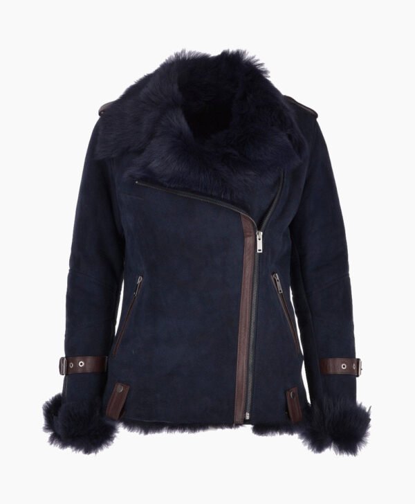 Women's Suede Sheepskin Jacket Blue Vail