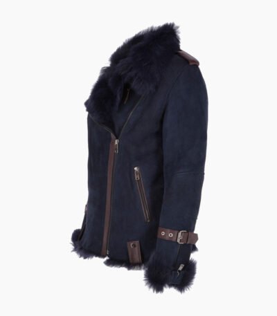Women's Suede Sheepskin Jacket Blue Vail