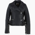 Women's Leather Biker Jacket Black Joliet