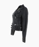 Women's Leather Biker Jacket Black Joliet