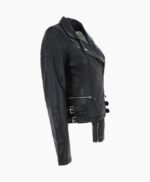 Women's Leather Biker Jacket Black Joliet