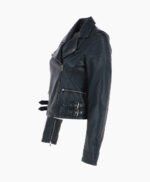 Women's Leather Biker Jacket Navy Joliet