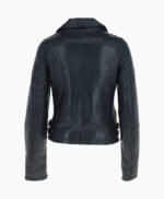 Women's Leather Biker Jacket Navy Joliet