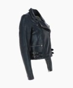 Women's Leather Biker Jacket Navy Joliet