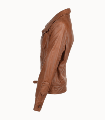 Women's Leather Biker Jacket Tan Oregon