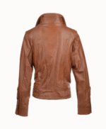 Women's Leather Biker Jacket Tan Oregon