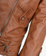 Women's Leather Biker Jacket Tan Oregon